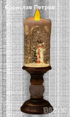 Коледна LED свещ със снежна фигура, снимка 3 - Декорация за дома - 56403240