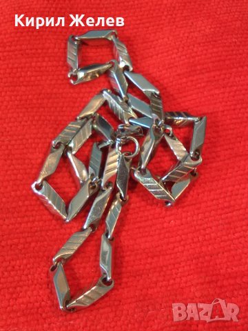 СТИЛЕН ЛЪСКАВ УНИСЕКС ЛАНЕЦ от БЛАГОРОДНА НЕРЪЖДАЕМА СТОМАНА с БЯЛА ПОЗЛАТА 18684, снимка 2 - Колиета, медальони, синджири - 41483939