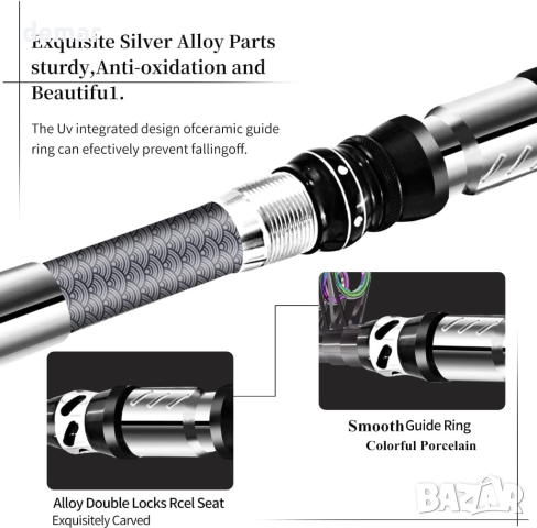 BNTTEAM телескопична въдица 99% въглеродни влакна с флуоресцентен връх (VIN TPYE, 2,4M/94,5in/7,84ft, снимка 3 - Въдици - 44674385