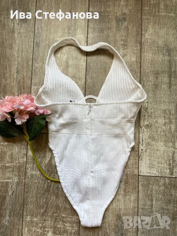 Ново с етикет хигиена лепенка луксозно парти елегантно официално бяло бандажно боди , снимка 9 - Бански костюми - 41773251