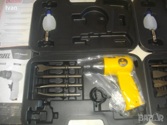 НОВ ПНЕВМАТИЧЕН СЕКАЧ КЪРТАЧ 4500 уд/мин. Пълен комплект с длета DENZEL HP4500, снимка 7 - Други инструменти - 47874278