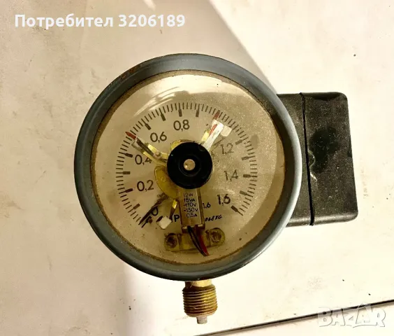Манометър, контактен, аналогов, Ф100x87mm, 0 - 1MPa, 1NC + 1NO, 150VAC, 0.5A