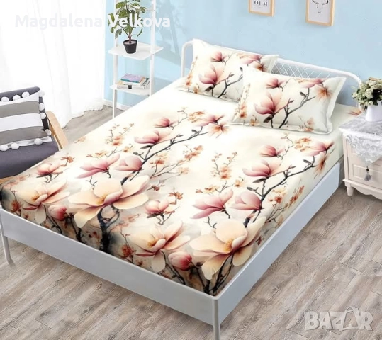 Чаршаф с ластик и 2 калъфки , снимка 11 - Спално бельо - 52800216