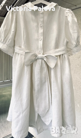 Уникална бутикова  детска рокля груб лен Германия, снимка 6 - Детски рокли и поли - 51733807