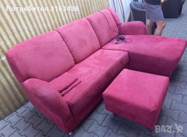 Червен ъглов диван с електрическа част, снимка 6 - Дивани и мека мебел - 36002772