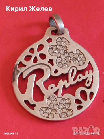 Сребърна висулка моден аксесоар от марката Replay с инкрустирани кристали 45725, снимка 8 - Колиета, медальони, синджири - 52933295