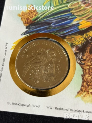 Сейнт Винсент и Гренадини 1986 - Гулдова амазона , папагал - 30 години WWF медал – Numisbrief, снимка 2 - Нумизматика и бонистика - 51387907