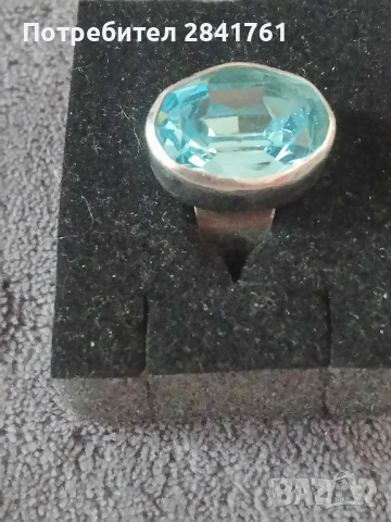 Сребърен пръстен със син камък, снимка 2 - Пръстени - 44014070