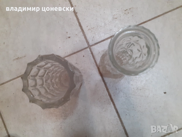 Две стари стъклени вази, ваза, кана, снимка 3 - Колекции - 35681790
