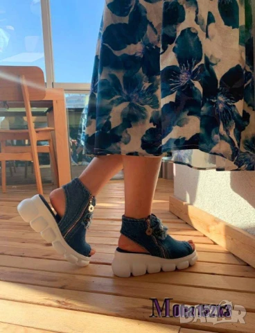 сандали деним на платформа , снимка 3 - Сандали - 51004278
