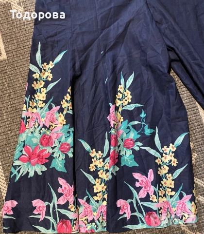 Гащеризон тъмносин с цветя, разкроени крачоли, снимка 2 - Гащеризони - 53218916
