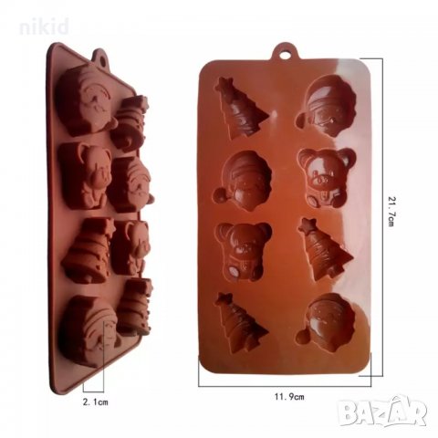 6 форми Коледна Елха Дядо Коледа Мече силиконов молд форма бонбони шоколад коледни, снимка 3 - Други - 19994693
