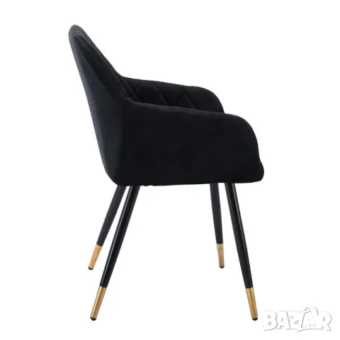 Стол трапезен Rena велурено черно, снимка 2 - Столове - 47640445