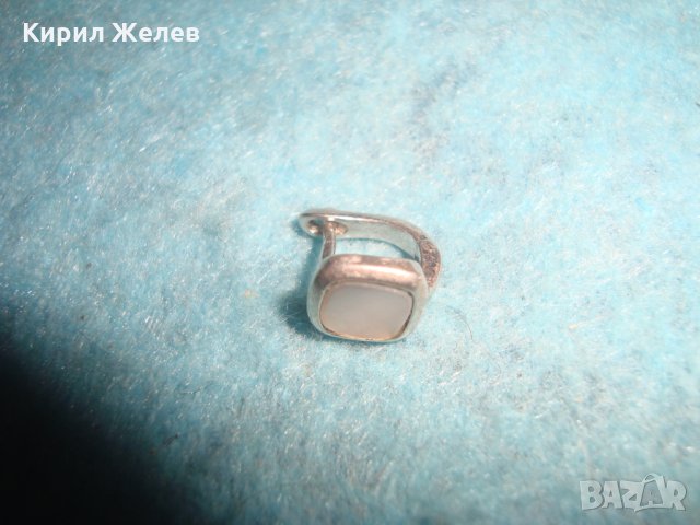 СРЕБЪРНА СКЪПОЦЕННА ОБЕЦА СРЕБРО 925 с ШЛИФОВАН БЯЛ ОПАЛ АРТ ДЕКО АНГЛИЯ 25717, снимка 7 - Обеци - 35819819