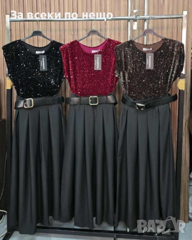 Дамска Рокля С Колан - Черна Или Кафява Код S389, снимка 5 - Рокли - 52701959