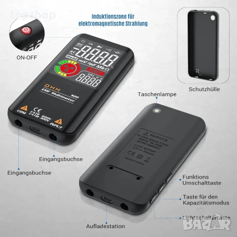 Цифров мултиметър / мултицет DHH Измерва напрежение, съпротивление, непрекъснатост, диод, капацитет, снимка 7 - Гедорета - 50542359