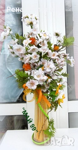 Пролетна украса във ваза с  врабчета, снимка 4 - Декорация за дома - 53520185