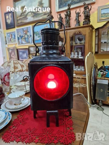 Голям антикварен немски вагонен ЖП фенер , снимка 8 - Антикварни и старинни предмети - 42634956