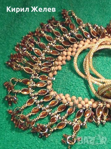 БОГАТО УКРАСЕНА ЗЛАТИСТА с КРАСИВИ ФАСЕТИРАНИ КРИСТАЛИ КАМЪНИ ВИНТИДЖ ОГЪРЛИЦА 14200, снимка 16 - Колиета, медальони, синджири - 30625579