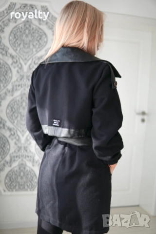 Елегантно Черно Дамско Палто , снимка 5 - Палта, манта - 52593828