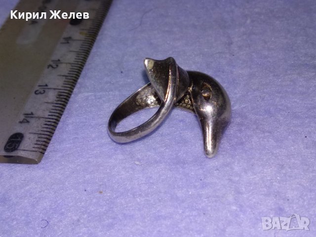 РЪЧНА АВТОРСКА ХУДОЖЕСТВЕНА БИЖУТЕРСКА МАЙСТОРСКА ИЗРАБОТКА МАРКОВО СРЕБРО 925 ПРЪСТЕН ДЕЛФИН 40636, снимка 6 - Пръстени - 42600263