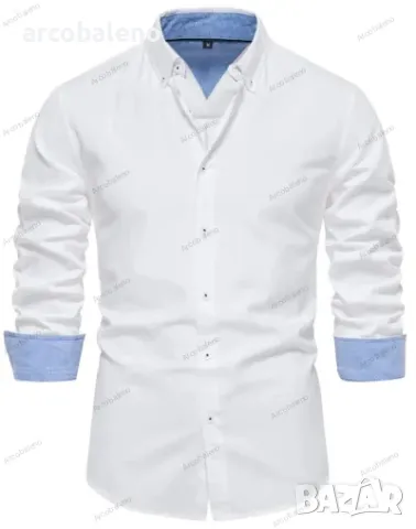 Ежедневна мъжка универсална модна едноцветна риза с дълги ръкави, 7цвята  , снимка 5 - Ризи - 48324119