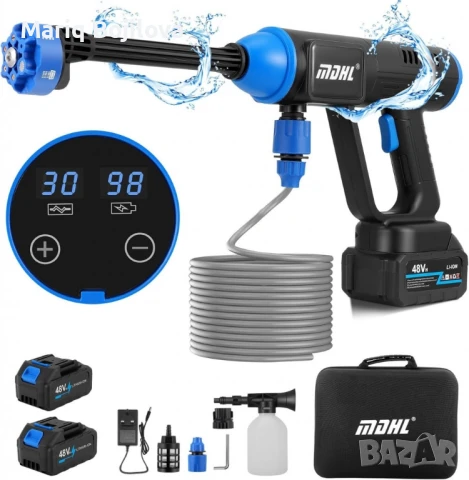 Акумулаторна водоструйка 48V – Пистолет за миене с LCD дисплей и 6 режима, снимка 2 - Други инструменти - 50457951