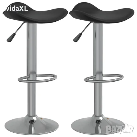 vidaXL Бар табуретки 2 бр черни хромирана стомана и изкуствена кожа