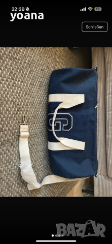 Сак/ Спортна чанта – нова, тъмносиня с бяло, снимка 2 - Сакове - 53330511