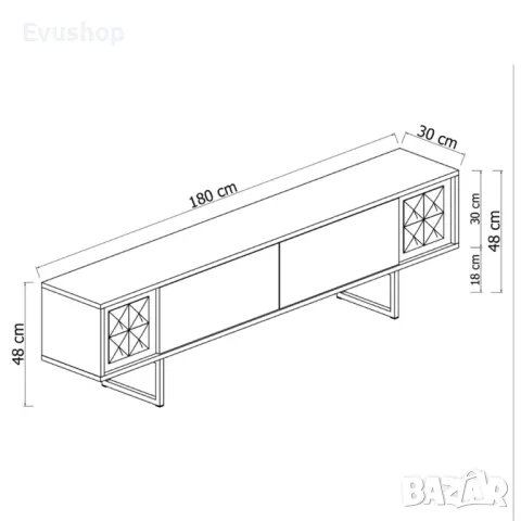 Blackline ТВ Шкаф с Метални Крака - Антрацит, снимка 5 - Шкафове - 50424349