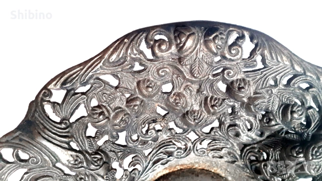 Антична Посребрена Ажурна Купа Рококо / Декоративна, снимка 2 - Антикварни и старинни предмети - 52547117