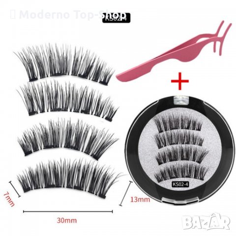 Комплект мигли с 4 магнита Magnetic Lashes, Eстествен косъм, Черен + Подарък апликатор., снимка 2 - Козметика за лице - 34202958