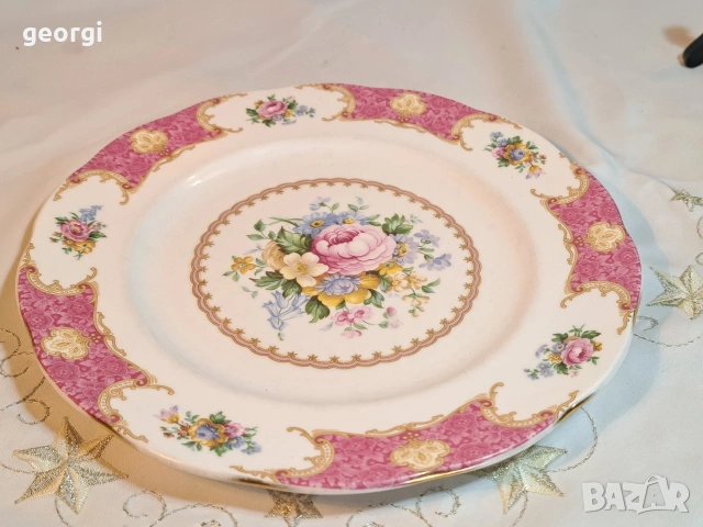 голяма порцеланова чиния Royal Albert Lady Carlyle 32/5, снимка 3 - Чинии - 53219387
