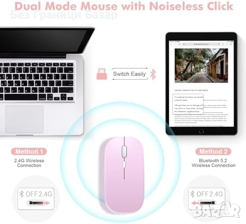 Нов Калъф с Bluetooth клавиатура + мишка за iPad 10.2 10.5 въртящ се кейс, снимка 4 - Друга електроника - 50636632