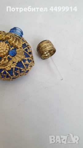 Старо стъклено шишенце за парфюм с обков и камъни, снимка 9 - Антикварни и старинни предмети - 53765621