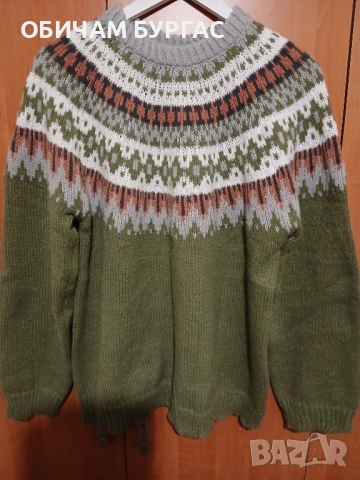 НОВ ПУЛОВЕР ОТ МЕКО ПЛЕТИВО С ШАРКИ в цвят каки, снимка 2 - Блузи с дълъг ръкав и пуловери - 52426463