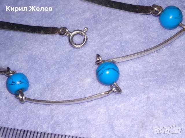 ДИЗАЙНЕРСКА МАРКОВА СРЕБЪРНА ГРИВНА с ЕСТЕСТВЕН ШЛИФОВАН ТЮРКОАЗ СРЕБРО 925 - ЧАСТ от КОМПЛЕКТ 38888, снимка 11 - Гривни - 41741060
