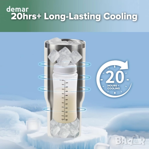 Преносим охладител за кърма haakaa 900 мл, 1 бр. шише за кърма 300 мл, снимка 3 - Прибори, съдове, шишета и биберони - 51743748