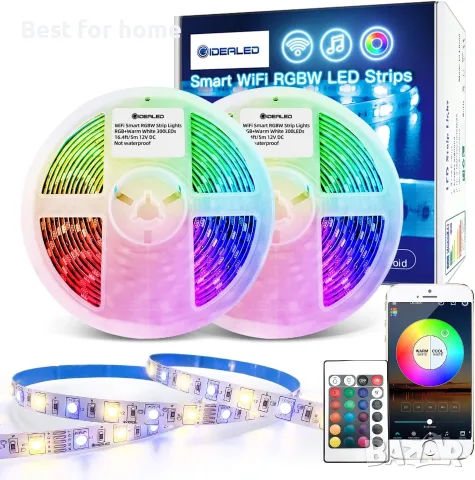 Комплект RGBW LED ленти, WiFi 10M, интелигентно управление с приложение, RGB + топло бяло