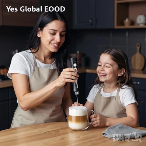 Акумулаторен електрически фротер за мляко USB – черен, снимка 2 - Друга електроника - 53338924