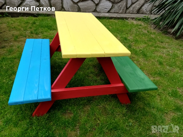 Градинска детска масичка с пейки, цветна., снимка 5 - Други - 53437629