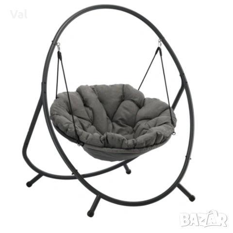 Висящ стол PATIO с тъмносива възглавница и сива рамка - стилен акцент за всеки дом и градина