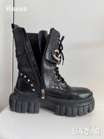 Черни водоустойчиви боти с цип 40 номер, снимка 4 - Дамски боти - 52020058