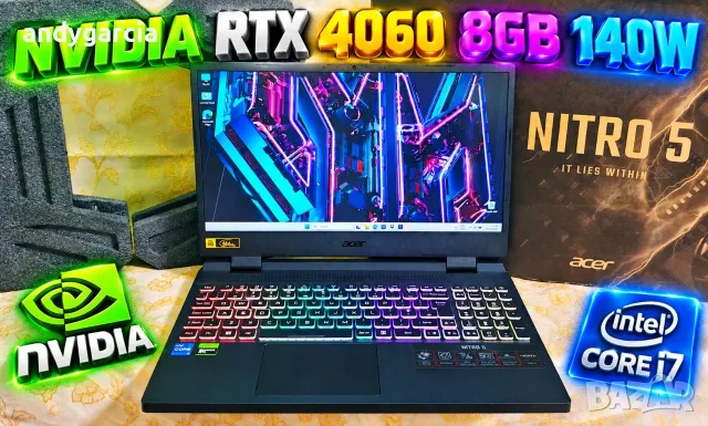  NVidia RTX 4060 8GB/Intel Core i7-12650H/16GB RAM/1024GB SSD/144hz FHD+ IPS/Acer Predator Nitro 15