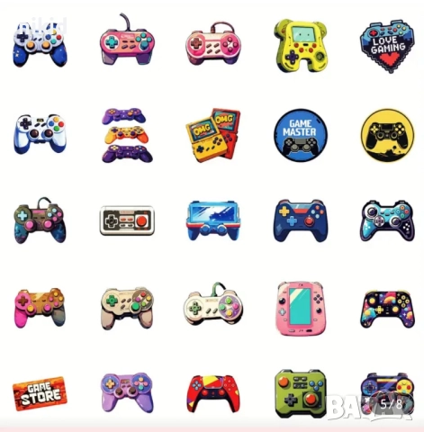 50 бр джойстик контролер конзола плейстейшън геймърски лепенки самозалепващи украса картонена торта, снимка 11 - Други - 46875184