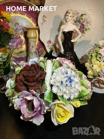 Royal Doulton England  Circa 1966 - “ Грандиозната цветна кошница” - порцеланова кошница с цветя, снимка 7 - Антикварни и старинни предмети - 52734661