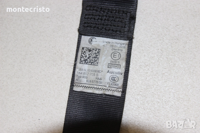 Преден ляв колан VW Golf 5 хечбек (2004-2008г.) Golf V / 1K4857705S / 1K4 857 705 S, снимка 4 - Части - 52094876