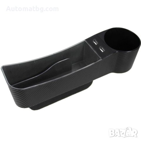 Поставка за чаша Automat, С 2 USB, PVC, Карбон, снимка 2 - Аксесоари и консумативи - 42143824