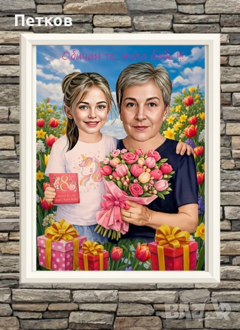 Карикатури по снимка - подарък за 8 - ми март, снимка 2 - Картини - 53117250