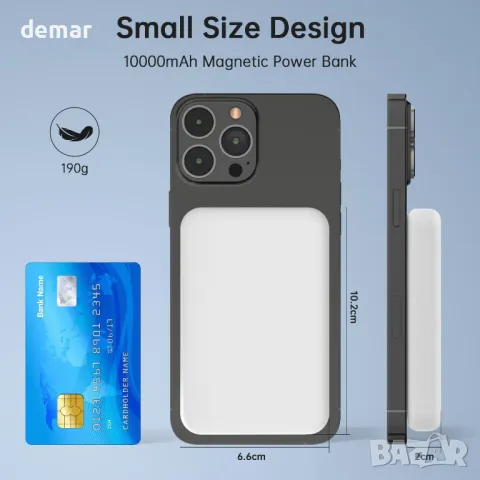 Външна батерия, Магнитно безжично преносимо зарядно устройство 10000mAh, снимка 5 - Външни батерии - 50375493